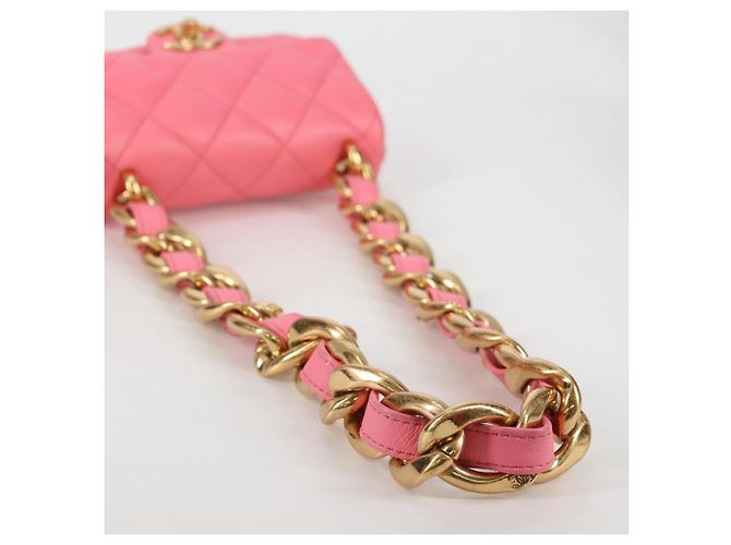 CHANEL Borsa a Spalla Matelassé in Pelle Rosa Oro CC Auth 134854M D'oro - vista 7