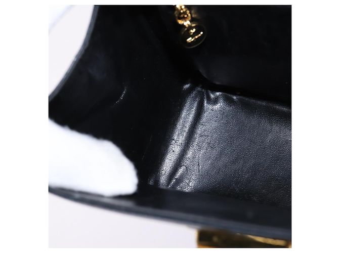 Borsa a mano in pelle Salvatore Ferragamo Gancini blu navy oro Auth 142667 - vista 20