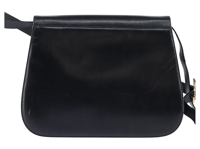 Borsa a mano in pelle Salvatore Ferragamo Gancini blu navy oro Auth 142667 - vista 3