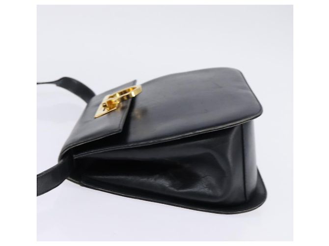 Borsa a mano in pelle Salvatore Ferragamo Gancini blu navy oro Auth 142667 - vista 4