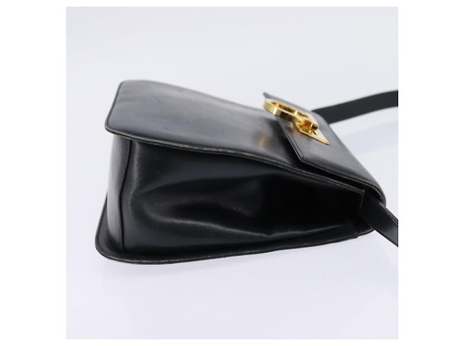Borsa a mano in pelle Salvatore Ferragamo Gancini blu navy oro Auth 142667 - vista 5