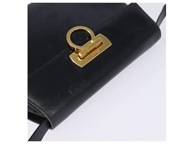 Borsa a mano in pelle Salvatore Ferragamo Gancini blu navy oro Auth 142667 - vista 6