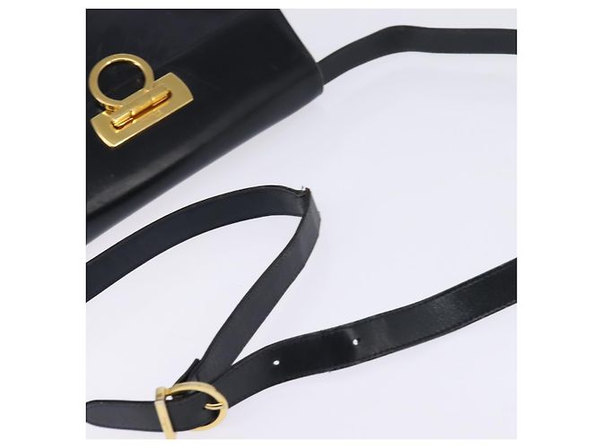 Borsa a mano in pelle Salvatore Ferragamo Gancini blu navy oro Auth 142667 - vista 7