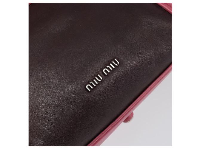 Borsa a mano Miu Miu in pelle 2 in 1 rosa marrone argento autentica bs29468 - vista 17