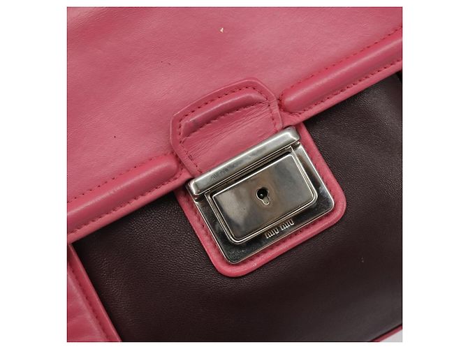 Borsa a mano Miu Miu in pelle 2 in 1 rosa marrone argento autentica bs29468 - vista 18