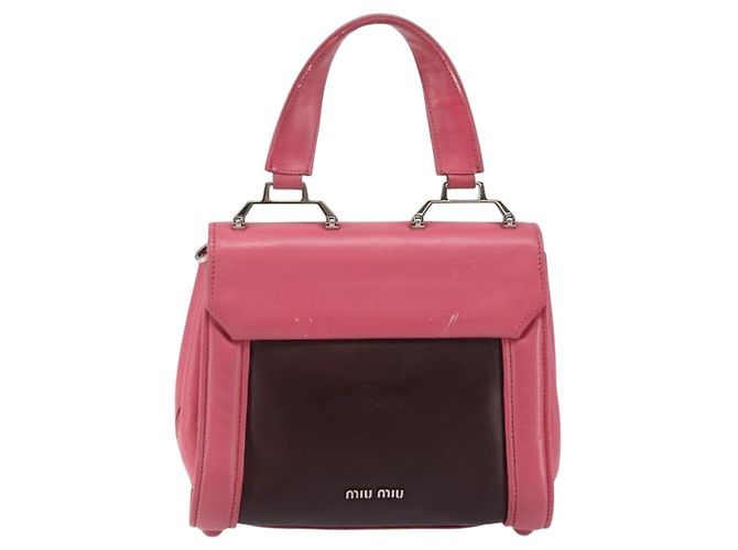 Borsa a mano Miu Miu in pelle 2 in 1 rosa marrone argento autentica bs29468 - vista 2