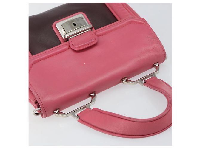 Borsa a mano Miu Miu in pelle 2 in 1 rosa marrone argento autentica bs29468 - vista 6