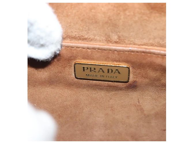 PRADA Borsa a Spalla Chain Kaye Velluto Beige Oro Auth 141360 D'oro - vista 17