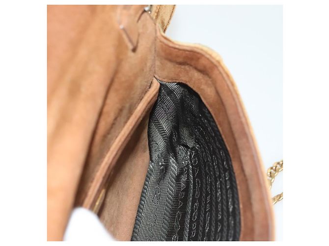 PRADA Borsa a Spalla Chain Kaye Velluto Beige Oro Auth 141360 D'oro - vista 19