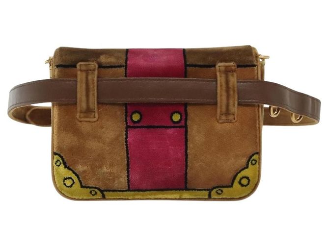 PRADA Borsa a Spalla Chain Kaye Velluto Beige Oro Auth 141360 D'oro - vista 3