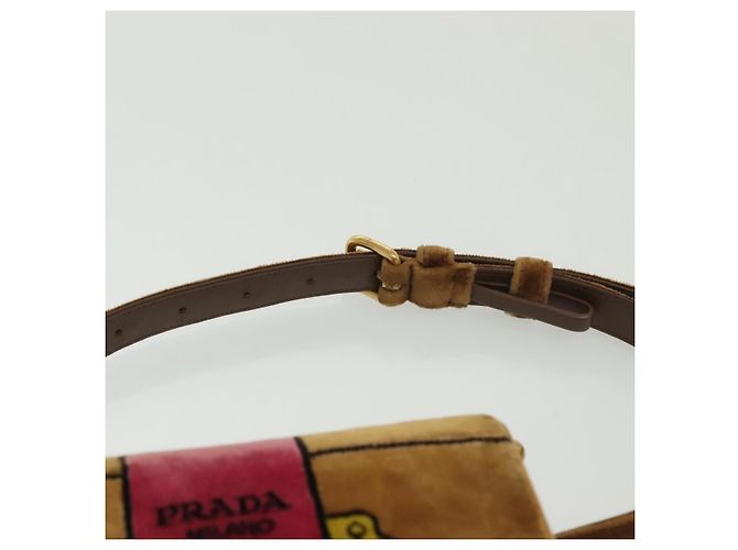 PRADA Borsa a Spalla Chain Kaye Velluto Beige Oro Auth 141360 D'oro - vista 8