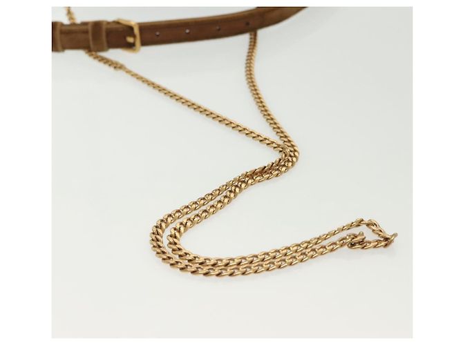 PRADA Borsa a Spalla Chain Kaye Velluto Beige Oro Auth 141360 D'oro - vista 9