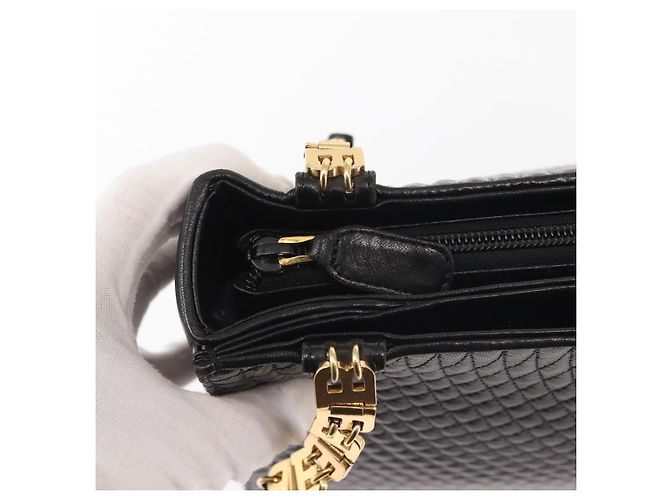BALLY Bolsa de Ombro de Couro Preta Dourada Auth BA6042 Preto Dourado - vista 15