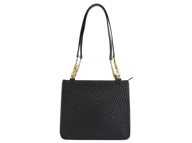 BALLY Bolsa de Ombro de Couro Preta Dourada Auth BA6042 Preto Dourado - vista 2
