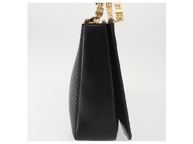 BALLY Bolsa de Ombro de Couro Preta Dourada Auth BA6042 Preto Dourado - vista 5