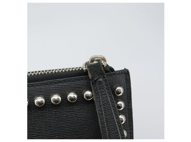 FENDI Borsa Clutch Karl Lagerfeld Pelle Nera Argento Auth BA5613 Nero - vista 13