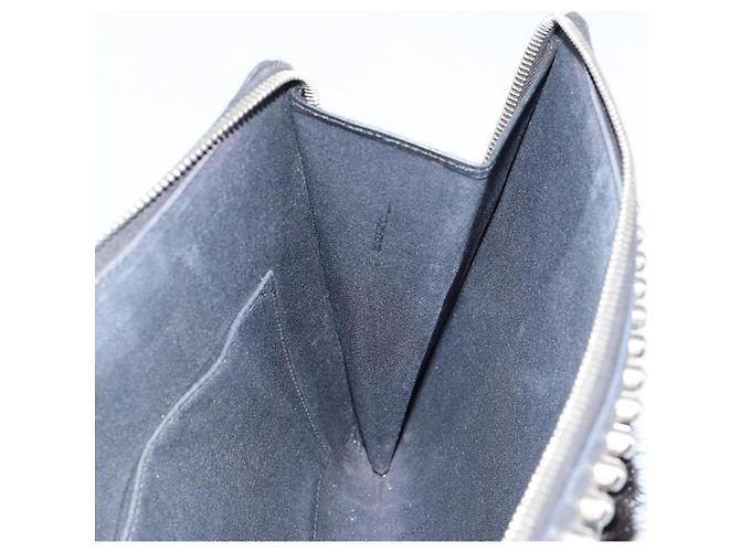 FENDI Borsa Clutch Karl Lagerfeld Pelle Nera Argento Auth BA5613 Nero - vista 16