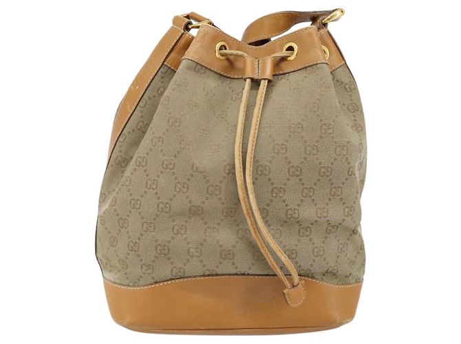 Borsa a Spalla GG Canvas Gucci Beige Oro 001 854 1627 Auth ep10612 D'oro - vista 2