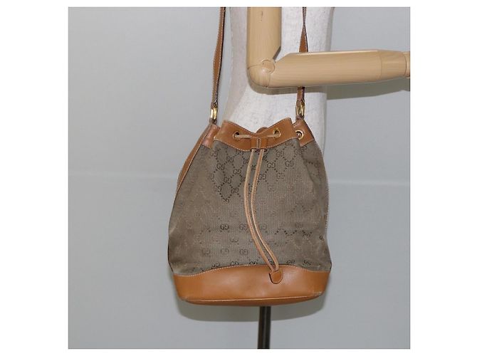 Borsa a Spalla GG Canvas Gucci Beige Oro 001 854 1627 Auth ep10612 D'oro - vista 22