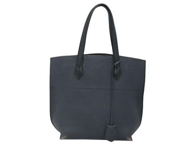 FENDI Borsa shopping All In in pelle blu navy Auth 141928 - vista 2