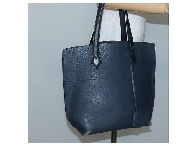 FENDI Borsa shopping All In in pelle blu navy Auth 141928 - vista 22