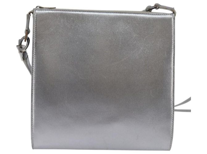 Borsa a Spalla Gancini in Pelle Salvatore Ferragamo Argento Auth bs29440 - vista 2