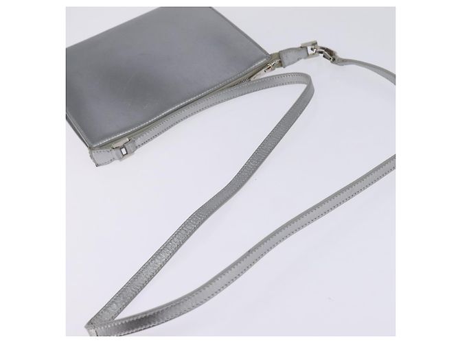 Borsa a Spalla Gancini in Pelle Salvatore Ferragamo Argento Auth bs29440 - vista 7
