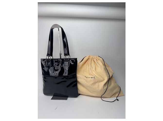 Vintage Patentleder Loewe Madrid Tasche schwarz - Ansicht 13