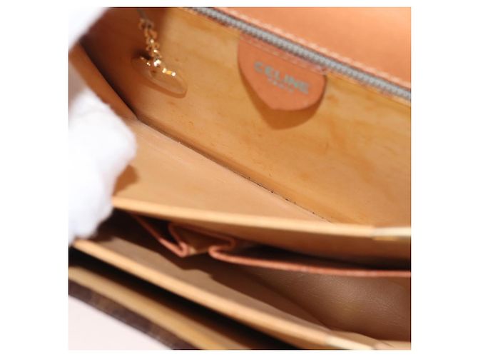 Céline CELINE Macadam Canvas Schultertasche aus PVC-Leder Braun Gold Auth bs29090 Golden - Ansicht 21