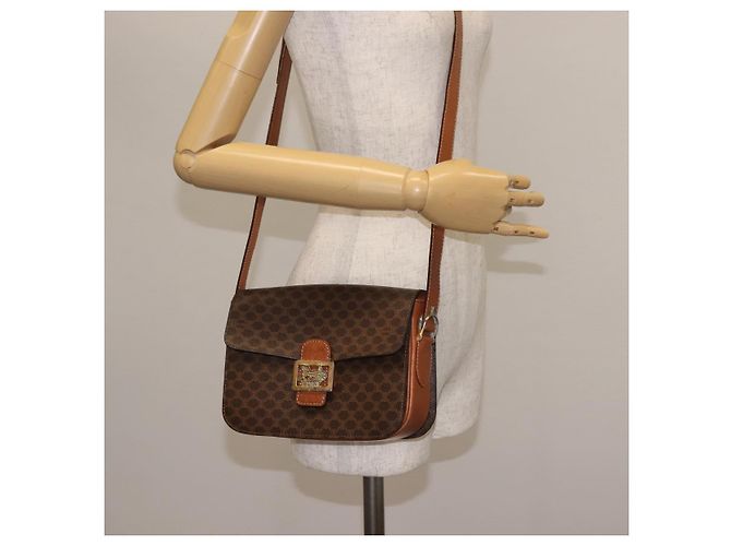 Céline CELINE Macadam Canvas Schultertasche aus PVC-Leder Braun Gold Auth bs29090 Golden - Ansicht 24