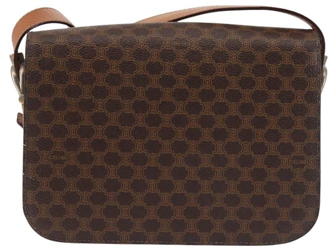 Céline CELINE Macadam Canvas Schultertasche aus PVC-Leder Braun Gold Auth bs29090 Golden - Ansicht 3
