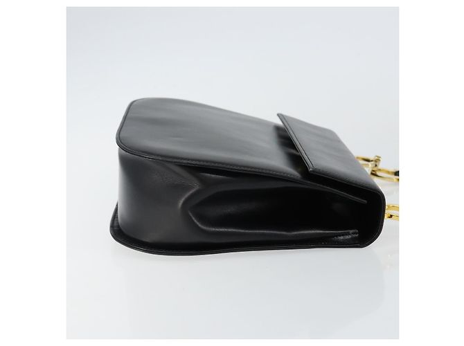 Borsa a Spalla Gancini in Pelle Nera e Oro Salvatore Ferragamo Auth bs29116 Nero D'oro - vista 4