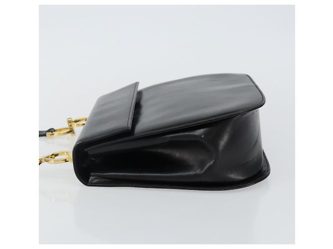 Borsa a Spalla Gancini in Pelle Nera e Oro Salvatore Ferragamo Auth bs29116 Nero D'oro - vista 5