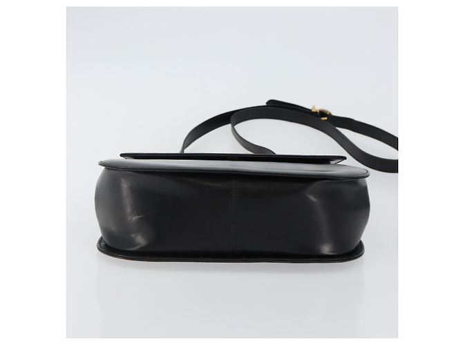 Borsa a Spalla Gancini in Pelle Nera e Oro Salvatore Ferragamo Auth bs29116 Nero D'oro - vista 9