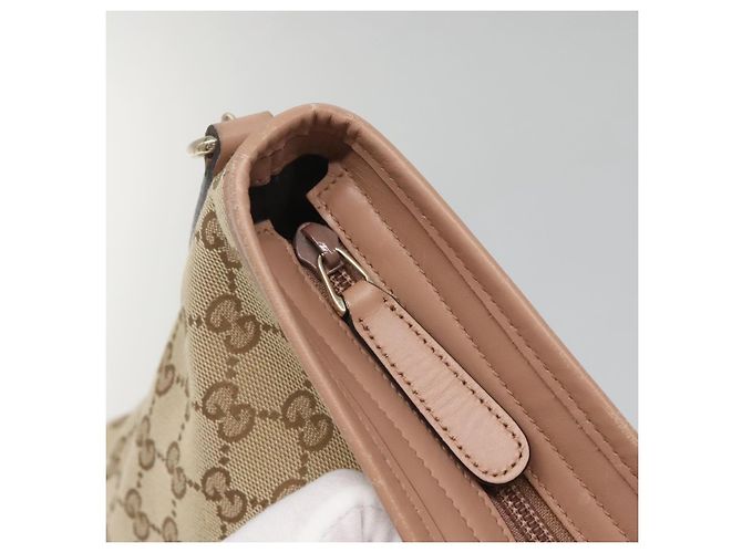 Borsa a Spalla GG Canvas Gucci Beige Oro 388924 Auth 141915 D'oro - vista 15