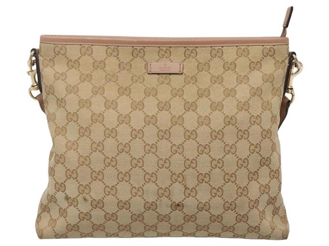 Borsa a Spalla GG Canvas Gucci Beige Oro 388924 Auth 141915 D'oro - vista 2