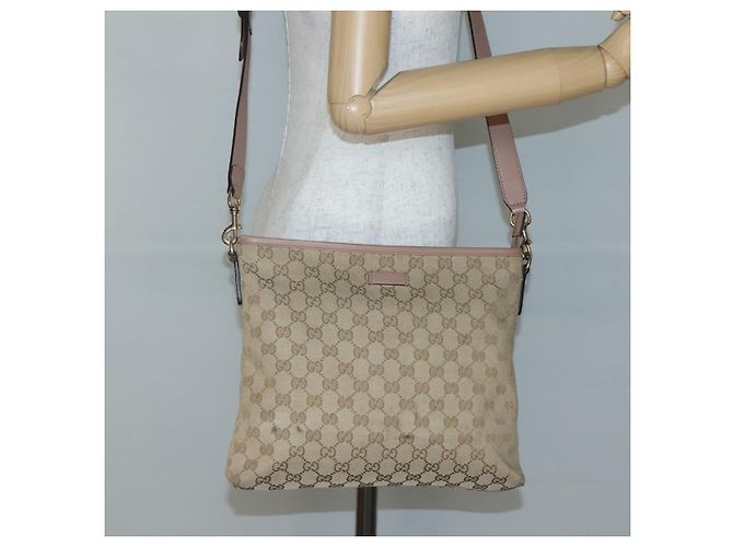 Borsa a Spalla GG Canvas Gucci Beige Oro 388924 Auth 141915 D'oro - vista 23