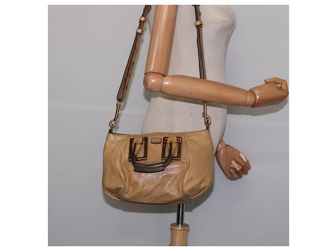 Chloé Borsa a mano in pelle Chloe Etel 2 in 1 Beige Oro Auth SW1546 D'oro - vista 23