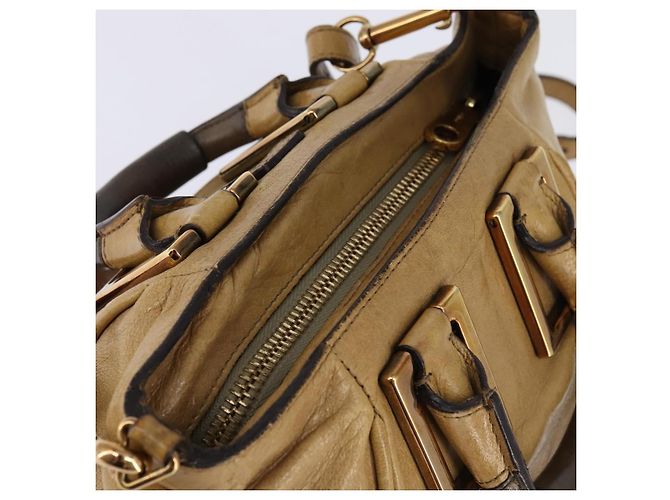 Chloé Borsa a mano in pelle Chloe Etel 2 in 1 Beige Oro Auth SW1546 D'oro - vista 6
