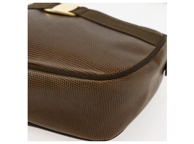 Borsa a Spalla Vala in Pelle Embossed Marrone Oro Auth BA5847 di Salvatore Ferragamo D'oro - vista 10