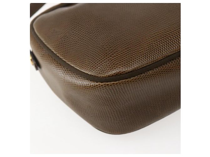 Borsa a Spalla Vala in Pelle Embossed Marrone Oro Auth BA5847 di Salvatore Ferragamo D'oro - vista 13