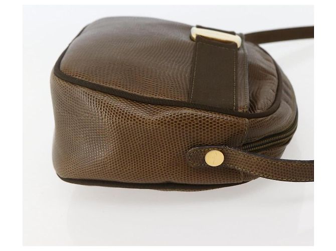 Borsa a Spalla Vala in Pelle Embossed Marrone Oro Auth BA5847 di Salvatore Ferragamo D'oro - vista 5