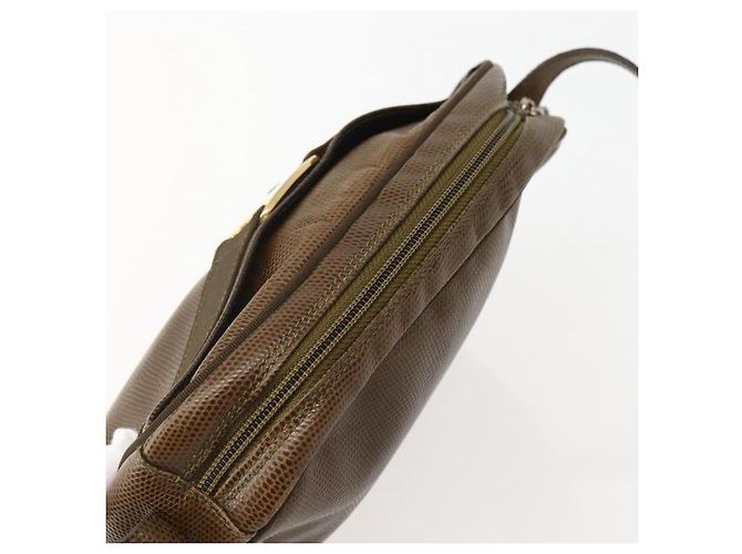 Borsa a Spalla Vala in Pelle Embossed Marrone Oro Auth BA5847 di Salvatore Ferragamo D'oro - vista 6