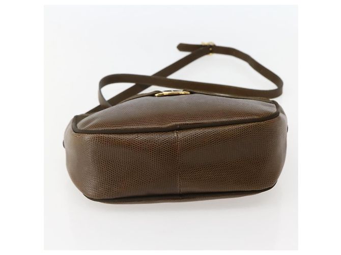 Borsa a Spalla Vala in Pelle Embossed Marrone Oro Auth BA5847 di Salvatore Ferragamo D'oro - vista 9