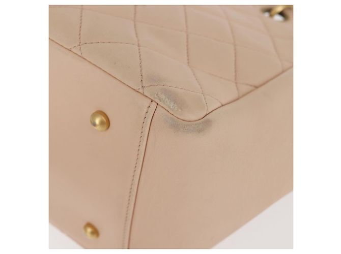 CHANEL Matelassé Borsa a Mano Catena COCO Marchio Pelle di Agnello Beige CC Auth 142686 - vista 11