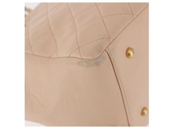 CHANEL Matelassé Borsa a Mano Catena COCO Marchio Pelle di Agnello Beige CC Auth 142686 - vista 12