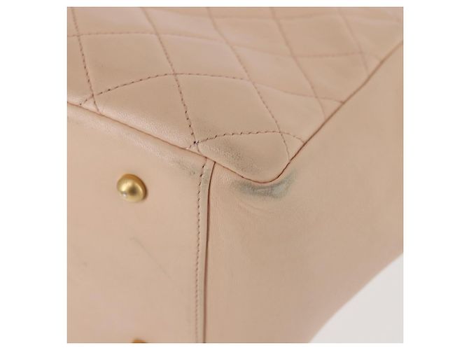 CHANEL Matelassé Borsa a Mano Catena COCO Marchio Pelle di Agnello Beige CC Auth 142686 - vista 13