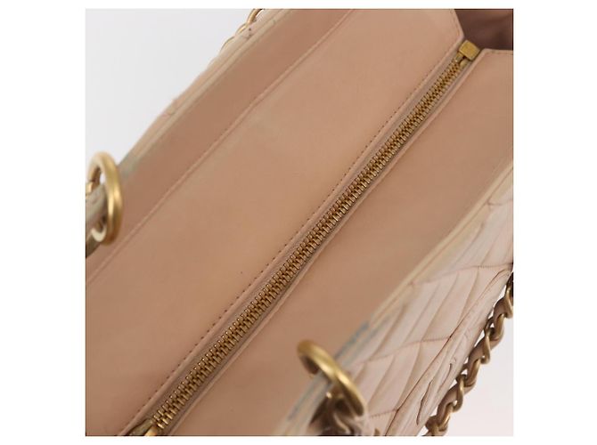 CHANEL Matelassé Borsa a Mano Catena COCO Marchio Pelle di Agnello Beige CC Auth 142686 - vista 14