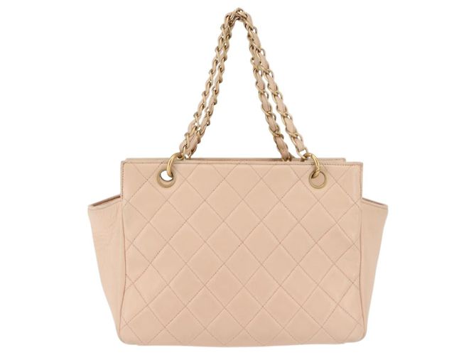 CHANEL Matelassé Borsa a Mano Catena COCO Marchio Pelle di Agnello Beige CC Auth 142686 - vista 3