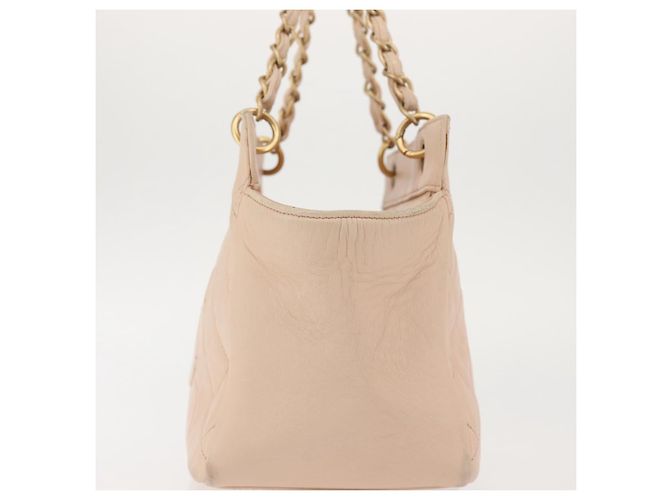 CHANEL Matelassé Borsa a Mano Catena COCO Marchio Pelle di Agnello Beige CC Auth 142686 - vista 4